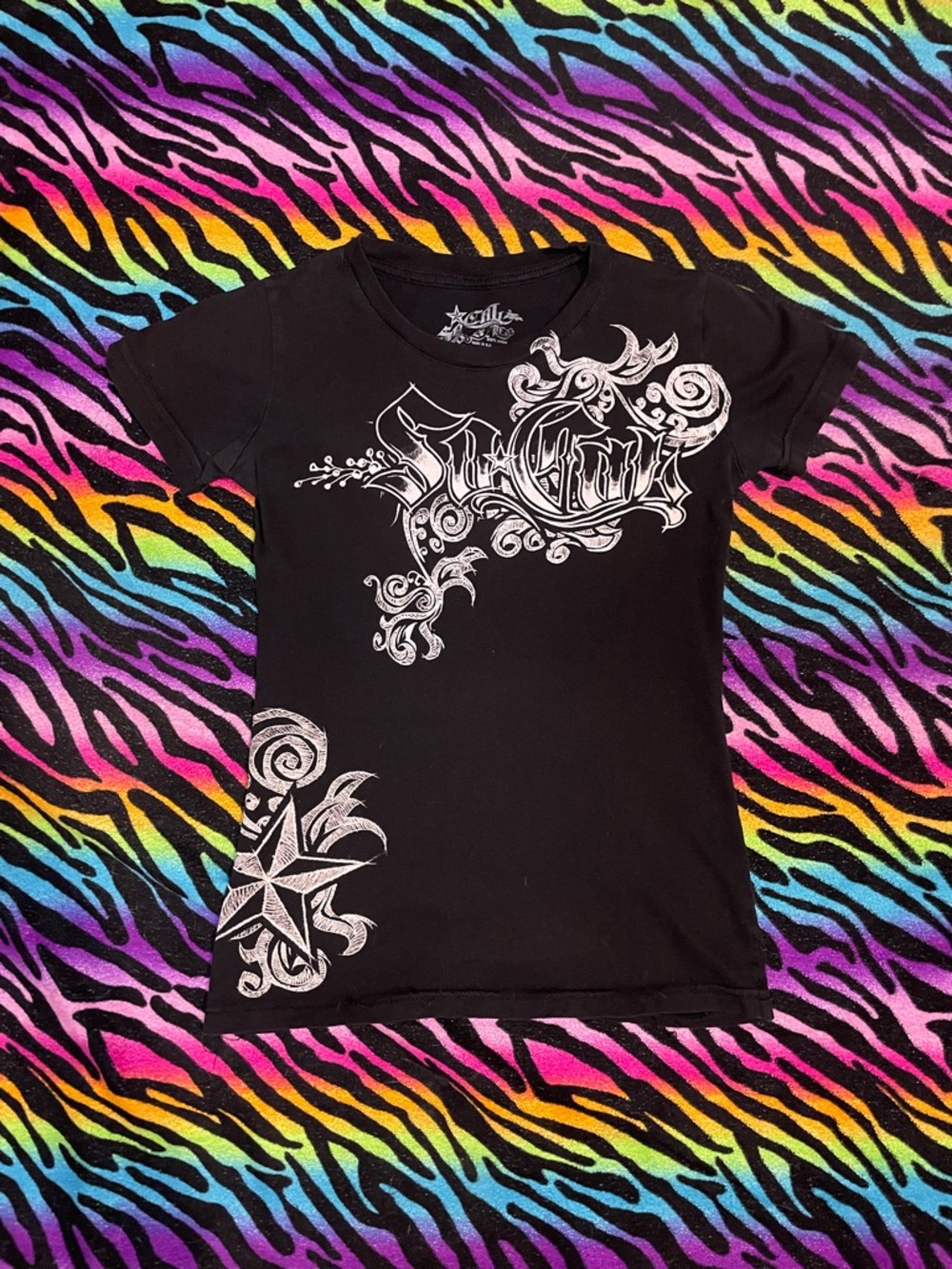 Y2k grunge goth rare 2000s Socal no fear Black Graphic Short-Sleeve Tee